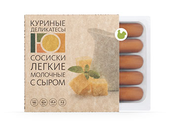 Sausages "Light milk with cheese" from poultry meat