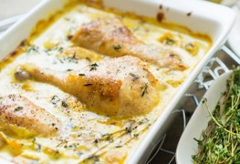 Голень в сливочном соусе с грибами